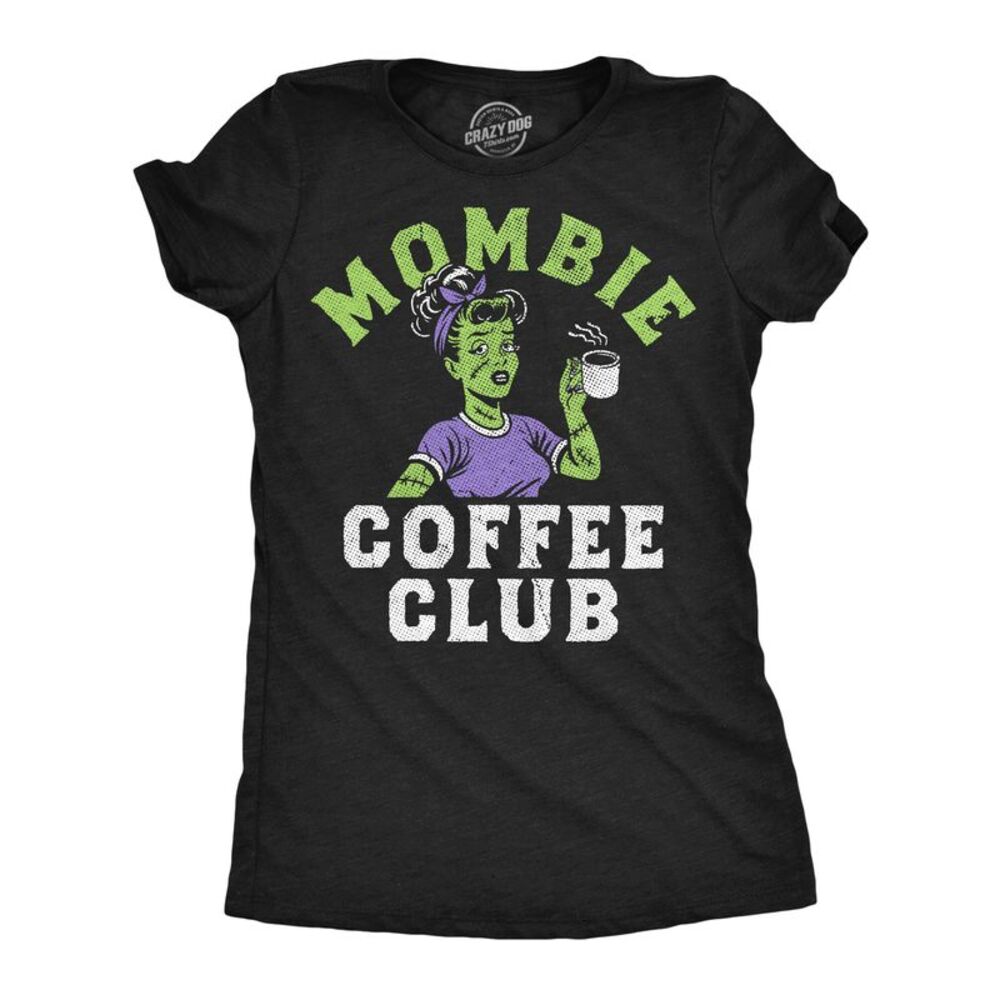 Womens Funny T Shirts Mombie Coffee Club Halloween Tee For Ladies